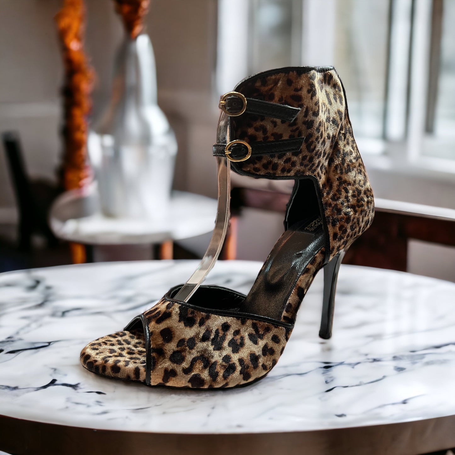 Atria Leopard 4" Black Heel