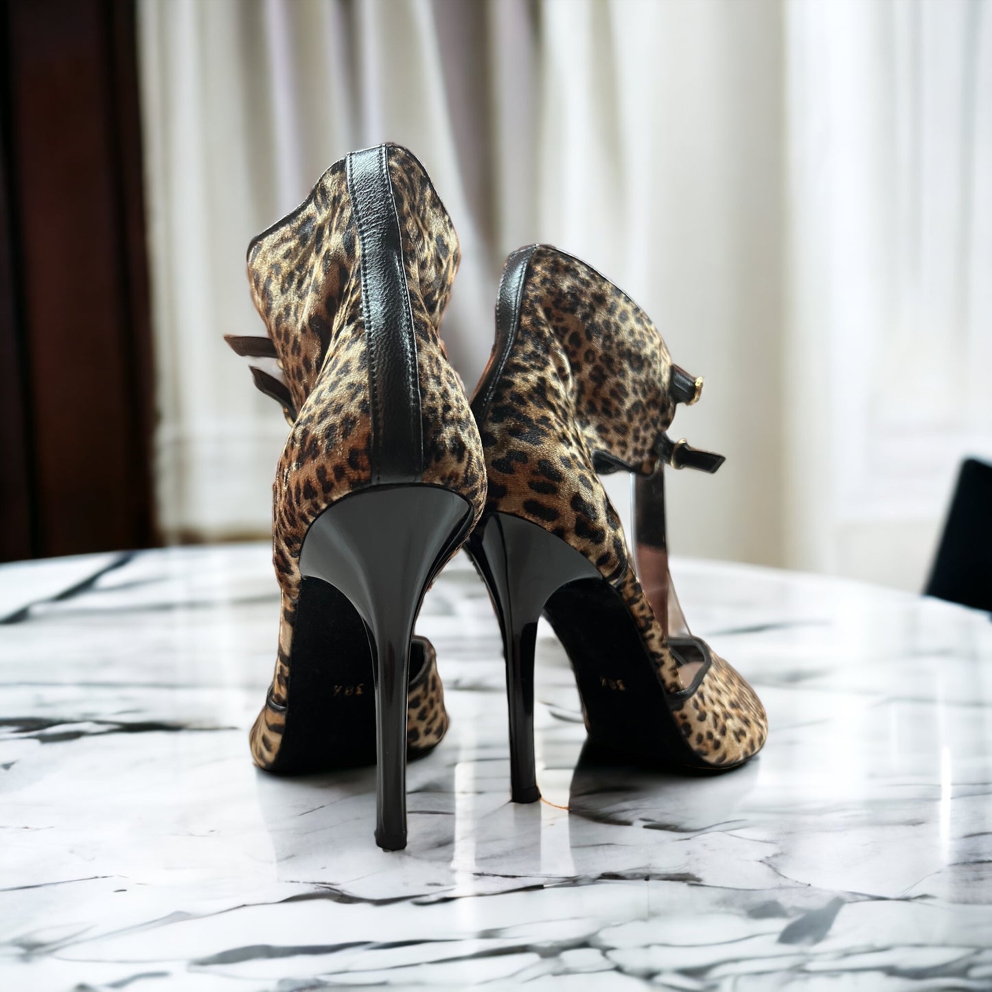 Atria Leopard 4" Black Heel