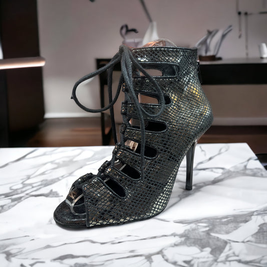 Electra Black Snakeskin 4" Black Heel