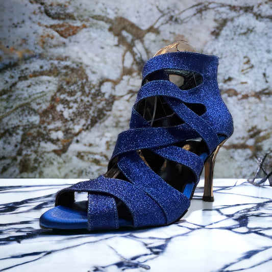 Shaula Blue Glitter Spiral 3.5" Heel