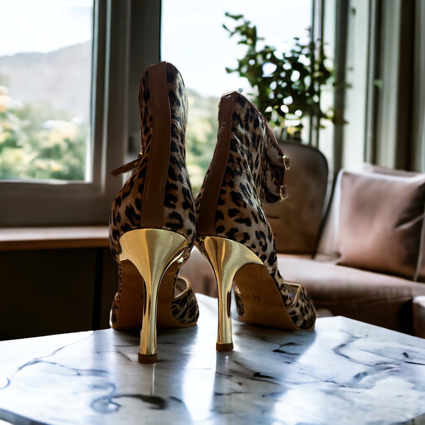 Atria Leopard 3.5" Gold Heel